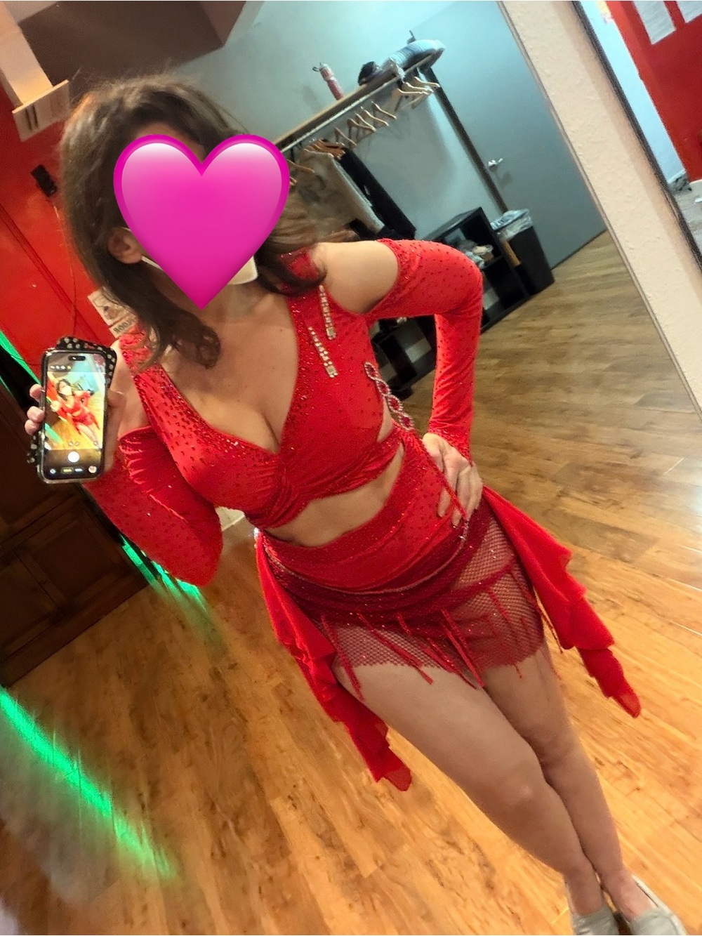 Latino Dancewears Red Asymmetrical Latin Dance Dress